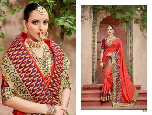 Latest Red Colour Contrast Blouse Designer Saree for Girls