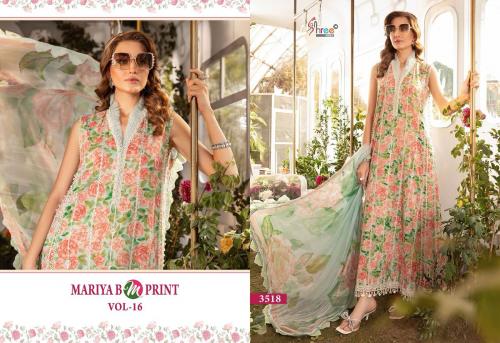 SHREE FAB MARIA B M PRINTS VOL-16 3518 Price - CHIFFON DUP - 725, COTTON DUP - 775