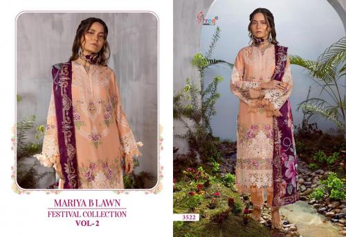 SHREE FAB MARIYA B LAWN FESTIVAL COLLECTION VOL-2 3522 Price - CHIFFON DUP - 1200, COTTON DUP - 1249