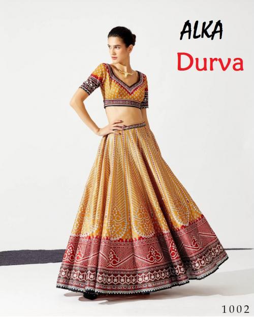 Alka Durva 1001 Price - Un Stitched=2085 ,Ready Made =2285