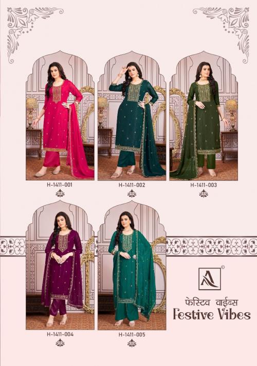 ALOK SUIT FESTIVE VIBES H-1411-001 TO H-1411-005 Price - 4245
