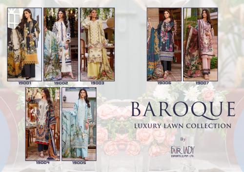 Fairlady Baroque Luxury Lawn Collection 19001-19007 Price - Chiffon Dup-4543 , Cotton Dup-4725	