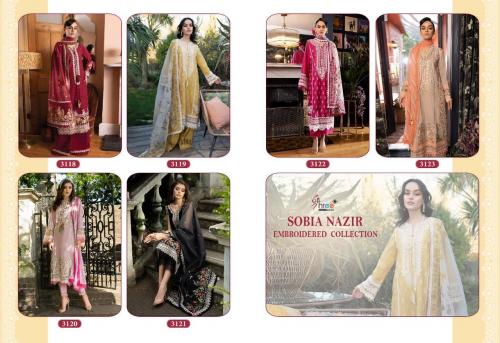 Shree Fab Sobia Nazir Lawn Collection 3118-3123 Price - Chiffon Dup-7560 , Cotton Dup-7860	