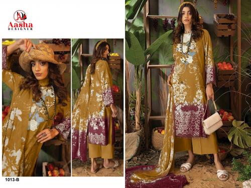 AASHA DESIGNER ADAN LIBAS 1013-B Price - Chiffon Dup - 575, Cotton Dup - 625