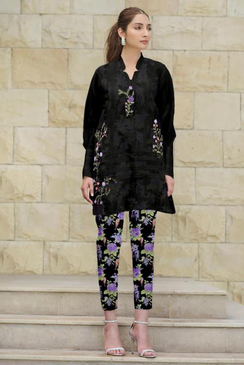 Al Meera Luxury Pret Collection 1115 Black-Purple Price - 1150