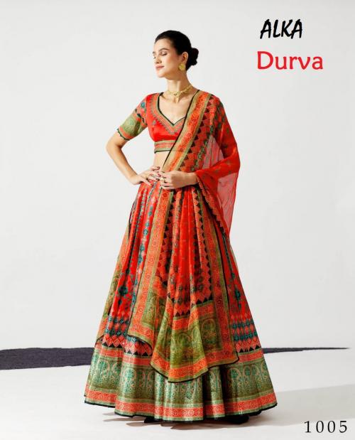 Alka Durva 1005 Price - Un Stitched=2085 ,Ready Made =2285