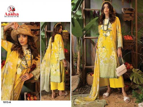 AASHA DESIGNER ADAN LIBAS 1013-A Price - Chiffon Dup - 575, Cotton Dup - 625