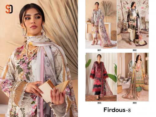 Shraddha Designer Firdous 801-804 Price - Chiffon Dup-2796 , Cotton Dup-2996	