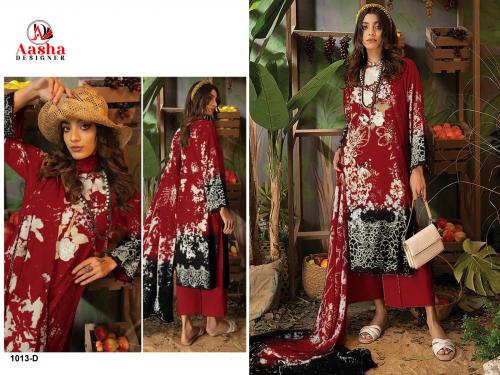 AASHA DESIGNER ADAN LIBAS 1013-D Price - Chiffon Dup - 575, Cotton Dup - 625