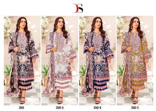 DEEPSY SUITS NIDDLE  WONDER 3343 TO 3343-C Price - Chiffon Dup - 2700, Cotton Dup - 2900