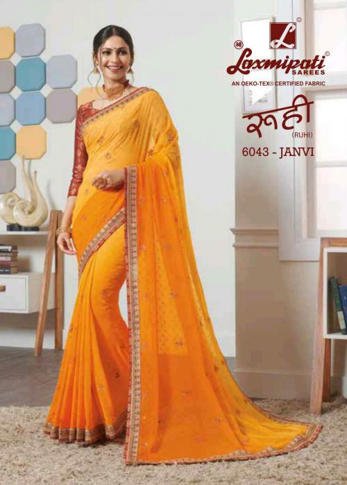 Beautiful floral designed light yellow colored Georgette saree | Saree  designs, Laxmipati sarees, Saree collection