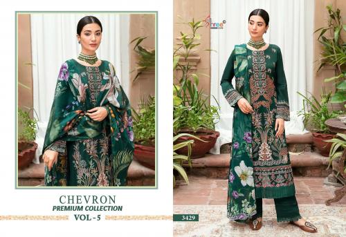 SHREE FAB CHEVRON PREMIUM COLLECTION VOL-05 3429 Price - CHIFFON DUP - 949, COTTON DUP - 1000