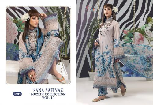 SHREE FAB SANA SAFINAZ MUZLIN COLLECTION VOL-10 3404 Price - CHIFFON DUP - 630, COTTON DUP - 680