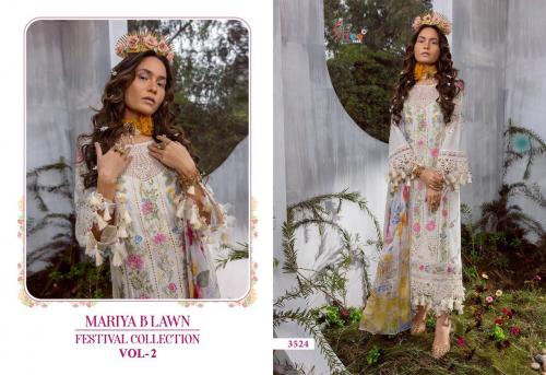 SHREE FAB MARIYA B LAWN FESTIVAL COLLECTION VOL-2 3524 Price - CHIFFON DUP - 1200, COTTON DUP - 1249