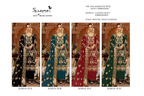 Serene Pakistani Suit S-45 Colors  Price - 5200