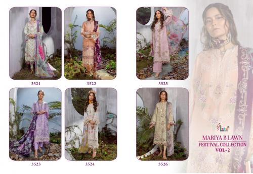 SHREE FAB MARIYA B LAWN FESTIVAL COLLECTION VOL-2 3521 TO 3526 Price - CHIFFON DUP - 7200, COTTON DUP - 7494