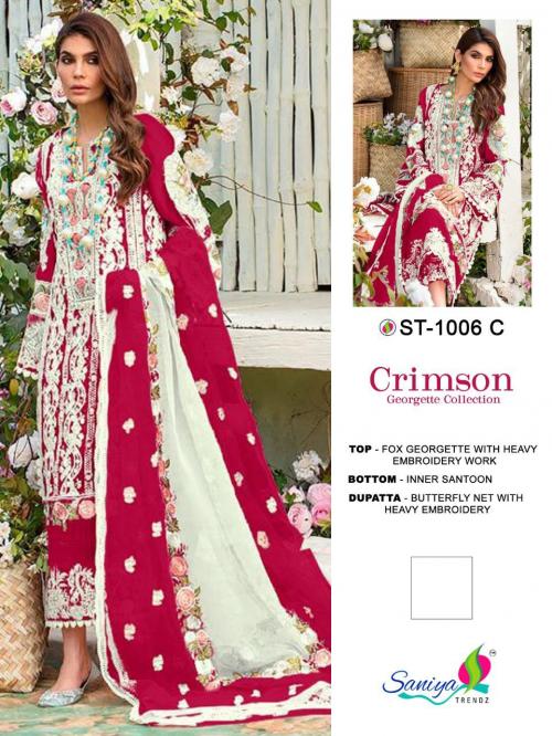 Saniya Trendz Crimson Georgette Collection ST-1006-C Price - 1049