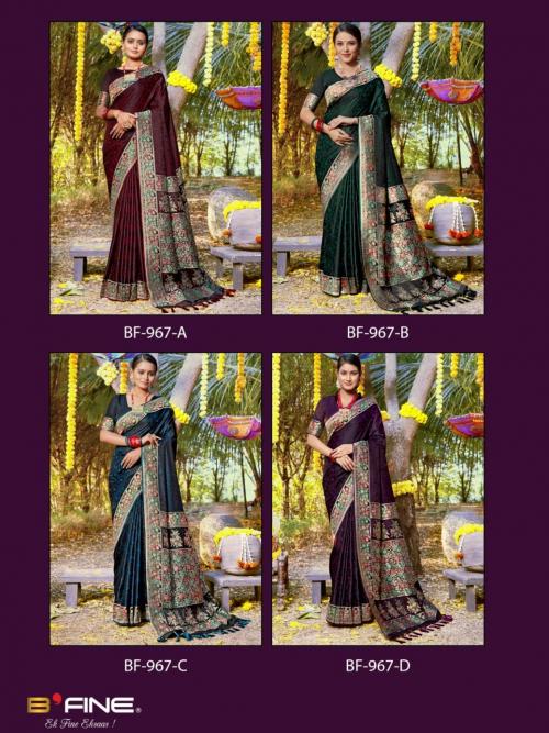 B Fine Saree Satin Silk BF-967 Colors  Price - 8560