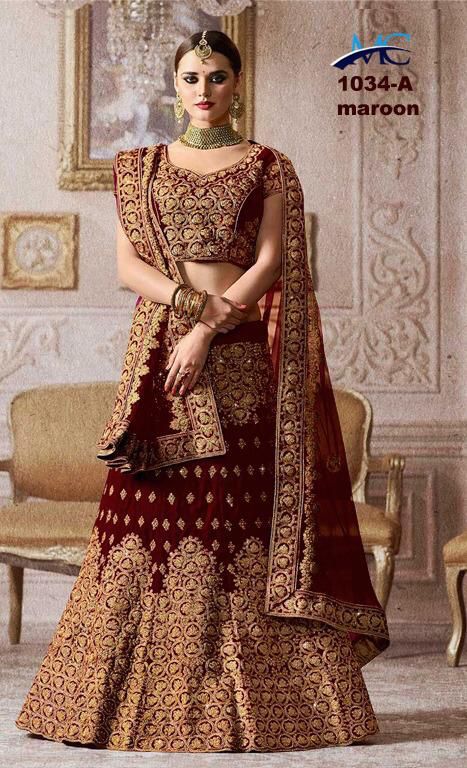 MC 1034-A Velvet Designer Bridal Wedding Lehenga Choli	 Price - 3650