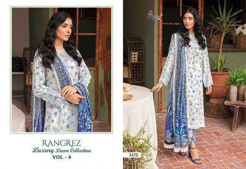 SHREE FAB RANGREZ LUXURY LAWN COLLECTION VOL-04 3475 Price - CHIFFON DUP - 680, COTTON DUP - 730