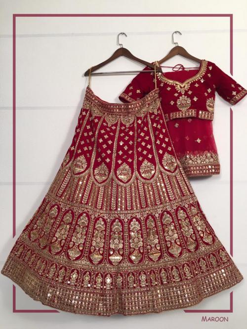 Bollywood Bridal Designer Lehenga Maroon	 Price - 5595