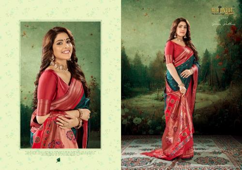 Buy online Paithani Soft Silk saree with minakari zari woven border Pallu-  Red-AF756