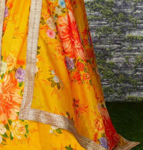 Sabyasachi Floral Lehenga ZC-7026 [Yellow-Orange] Price - 2200