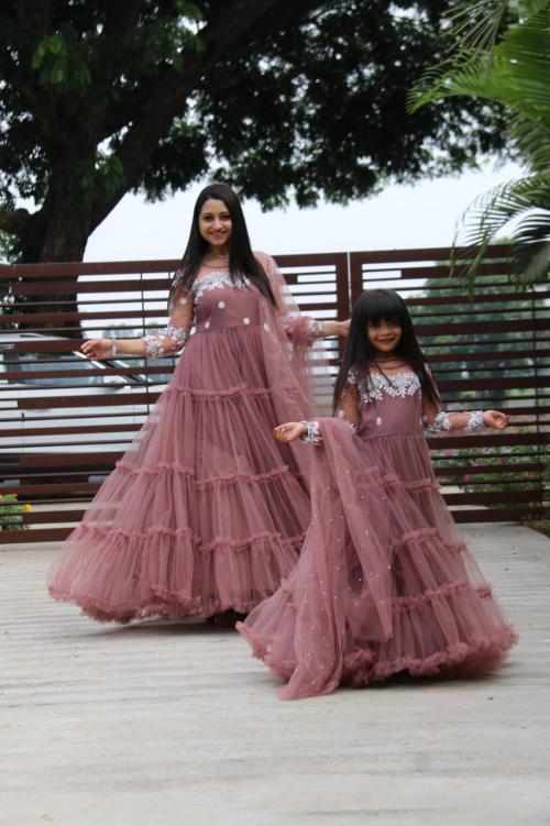 Bollywood Mother & Daughter Designer Gown ZC-8892  Price - Combo Rate :1750, Mother: 1300 Daughter :-750	