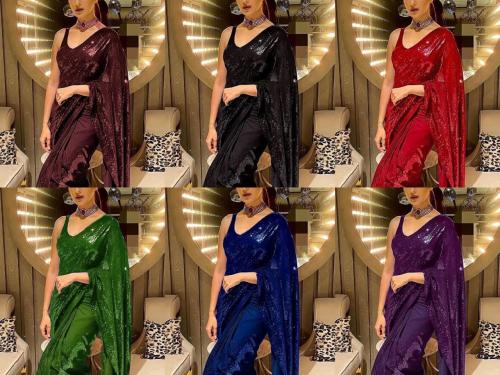 Bollywood Designer Sequence Saree DF-3203 Colors  Price - 6594